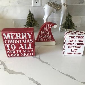 Santa Hat wood Holiday Christmas Plaque New